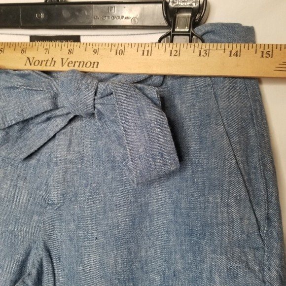 Banana Republic Women's Avery Blue Chambray Linen Blend Crop Ankle Pants Size 4P - Picture 5 of 10